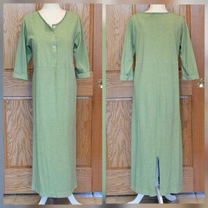 VTG Fresh Produce Full Length Maxi Dress with Henley Neckline 100% Cotton Sz Lg